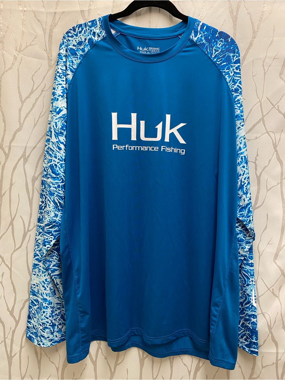 Huk Fishing Long Sleeve T-Shirt Mens Sz 3XL Performance Black & Gray Camouflage